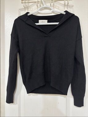 Wilfred Black V-Neck Hooded Knit Sweater